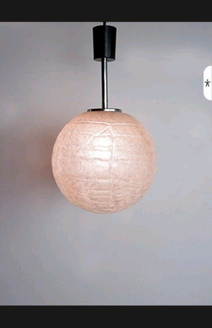 Vintage Doria Leuchten ijsglas bollamp (30 cm) –Mid-Century, Ophalen of Verzenden, Glas