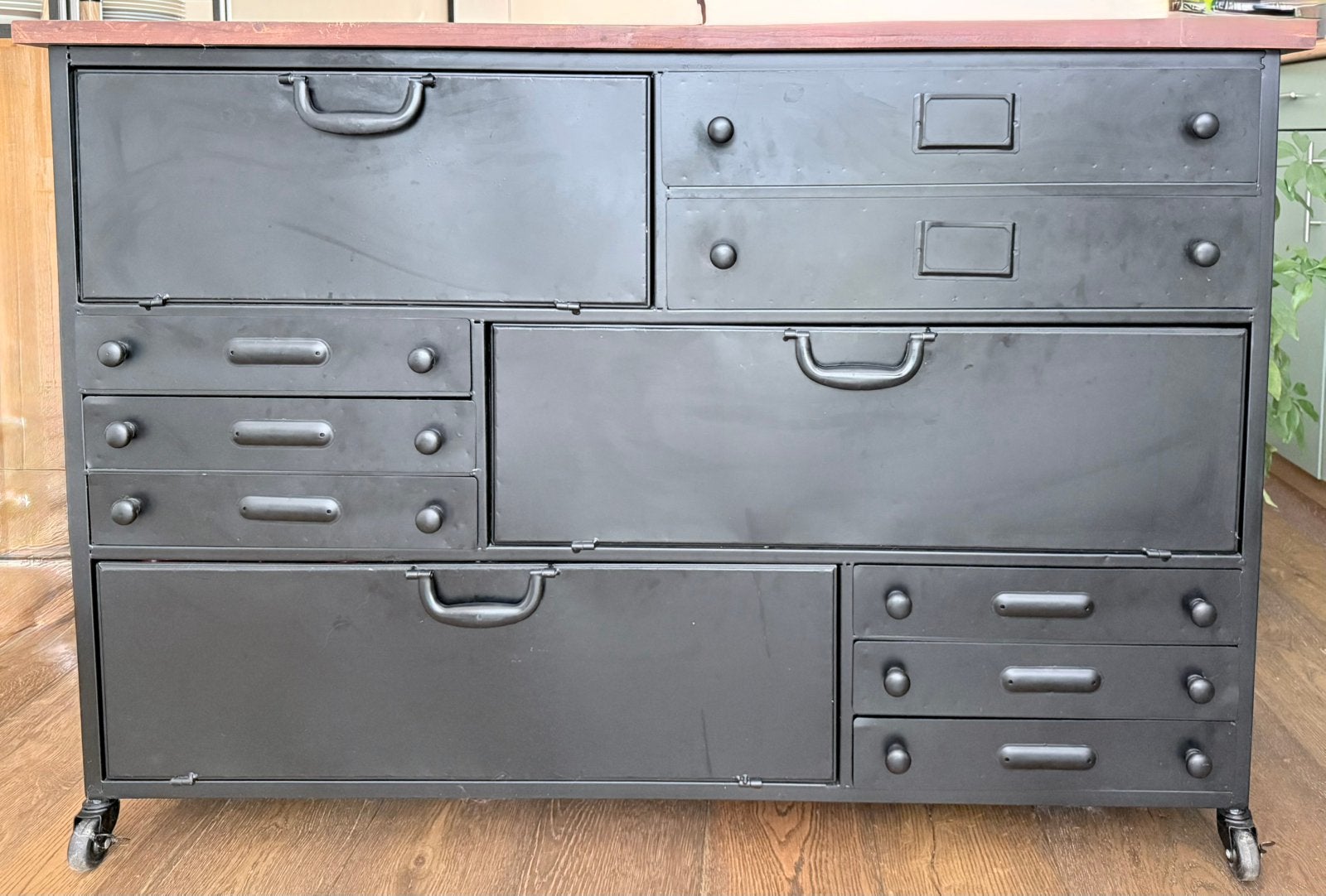 Rootsmann Kast Zwart Industrieel | Houten Blad | 130 cm, Ophalen, Zo goed als nieuw, Industrieeel