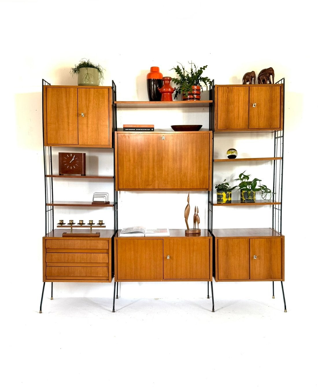 Vintage vrijstaand modulair wandmeubel, Köch Möbel ‘60, Huis en Inrichting, Overige houtsoorten, 150 tot 200 cm, Köch Möbel, Ophalen of Verzenden