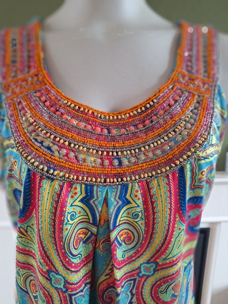 Hale Bob turquoise prachtige halslijn jurk L, Maat 42/44 (L), Hale bob, Knielengte, Gedragen