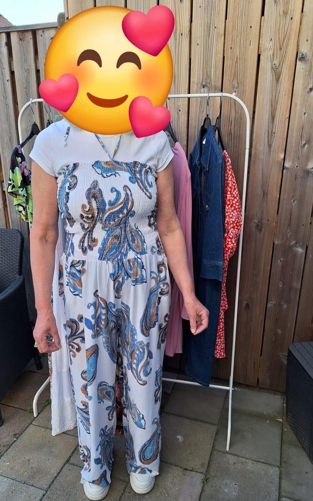 Livia Moda Strapless Jumpsuit met Paisley Print, Livia Moda, Wit, Ophalen of Verzenden, Zo goed als nieuw