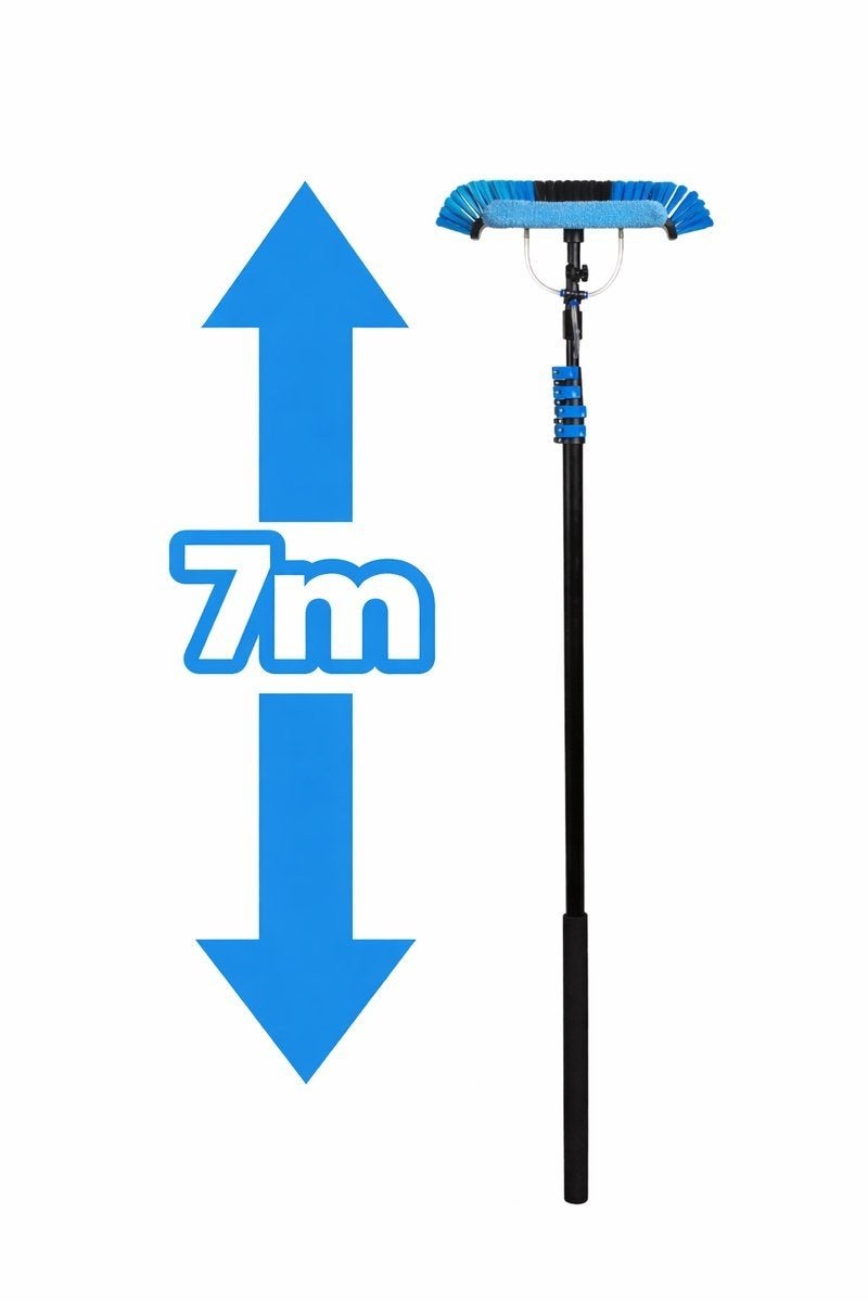 Telescopische Wasborstel 7m met Zeepdispenser, Ophalen, Bezem of Borstel