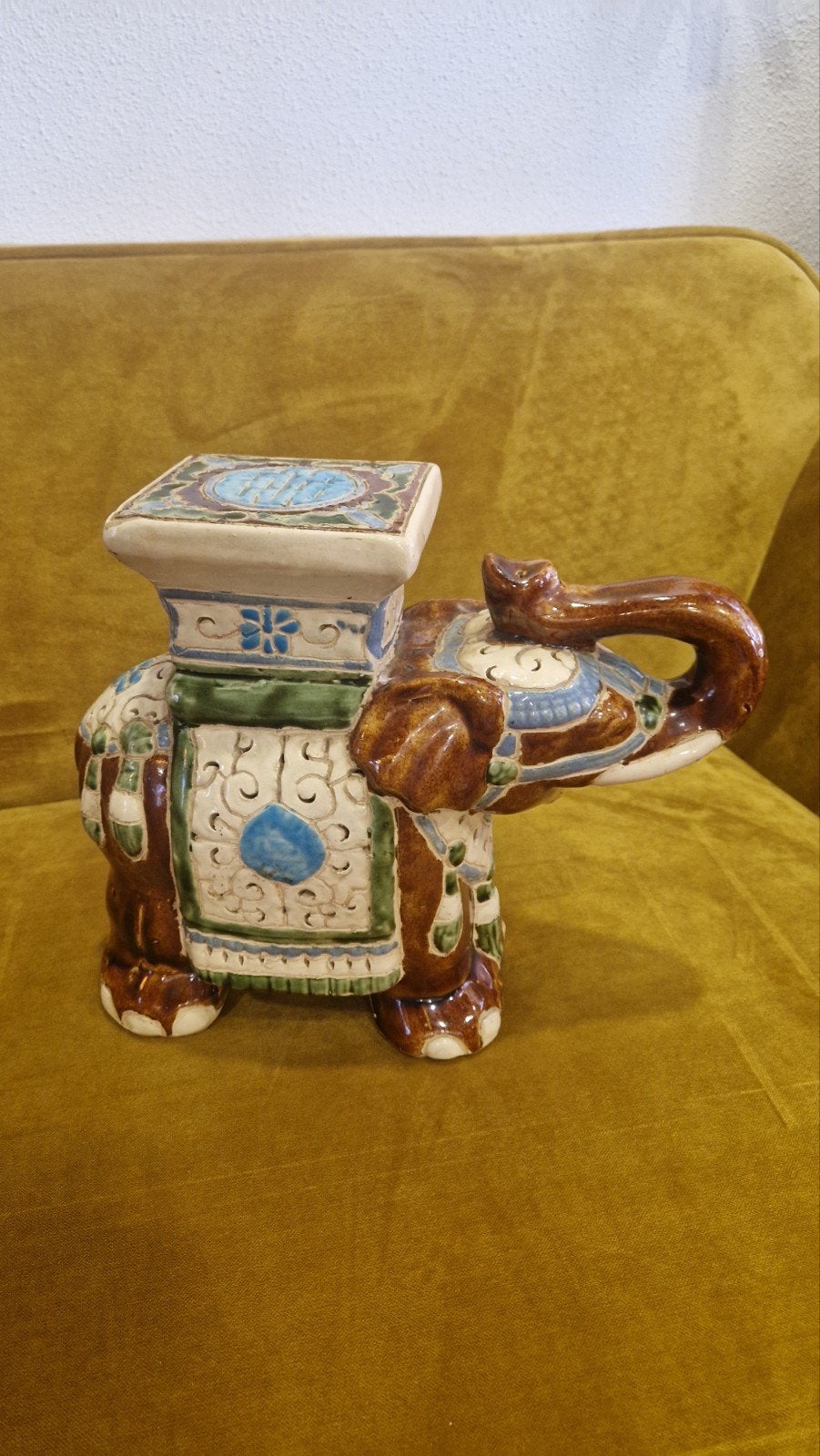 Vintage keramieken olifant plantenstandaard, Ophalen of Verzenden