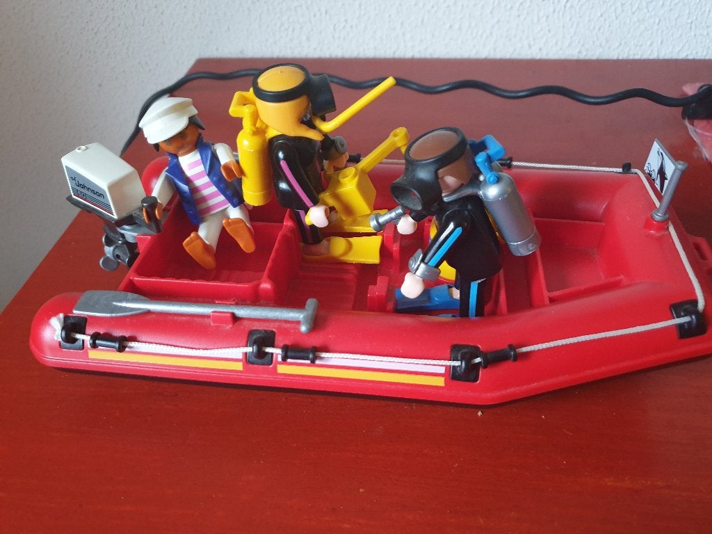 Playmobil rubberboot met sportduikers, 3772, vintage, Ophalen of Verzenden, Zo goed als nieuw