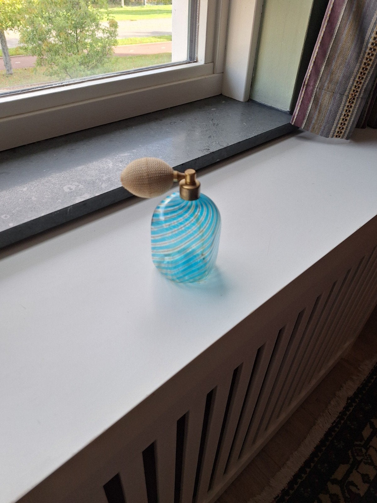 Murano Glas Parfumfles met Verstuiver - Vintage Blauw, Antiek en Kunst, Ophalen of Verzenden
