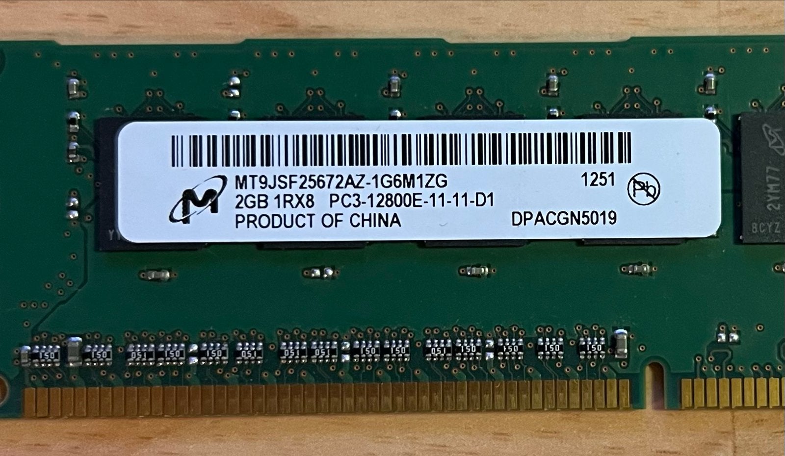 4  X Micron 2GB DDR3 PC3-12800E RAM Geheugenmodule, Gebruikt, Server, DDR3, Ophalen of Verzenden