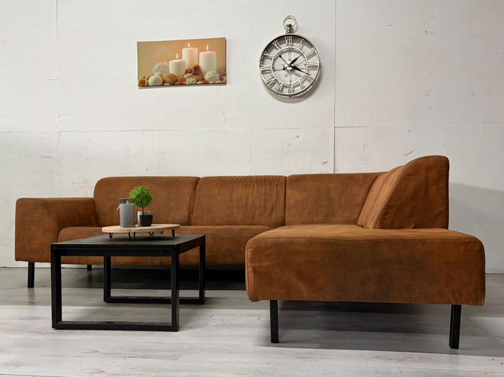 Hoekbank Cognac - Direct leverbaar, 250 tot 300 cm, Hoekbank, Ophalen of Verzenden, Zo goed als nieuw