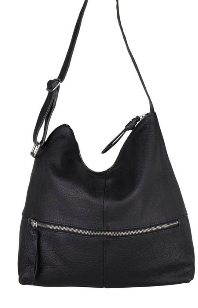Zwarte leren dames tas, Ophalen of Verzenden, Zo goed als nieuw, Zwart, Handtas