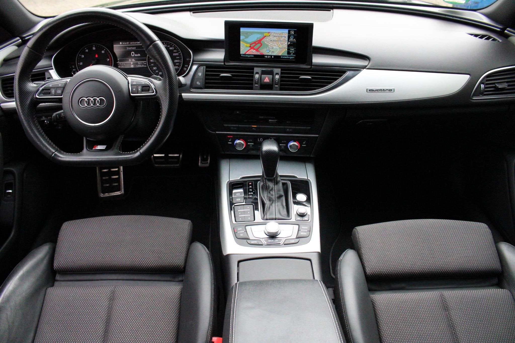Audi A6 Avant 2.0 TFSI quattro S line Trekhaak | All season, Auto's, Audi, Gebruikt, Leder en Stof, Zwart, 14 km/l