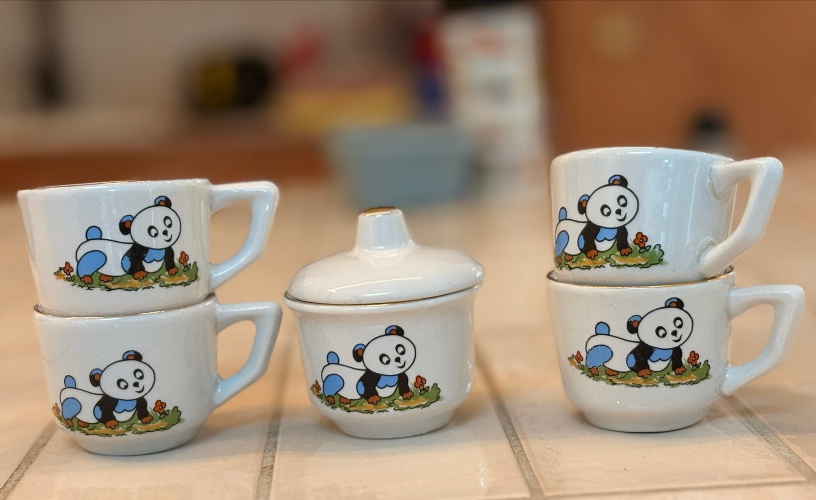 Vintage Kahla kinderservies DDR - Panda decor, Ophalen of Verzenden