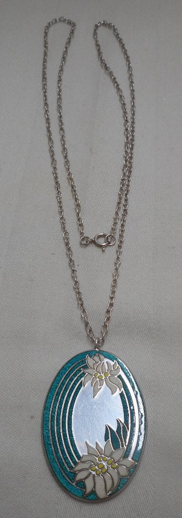 Zilveren vintage ketting met Franklin Mint hanger nr.796, Sieraden, Tassen en Uiterlijk, Met hanger, Verzenden, Zo goed als nieuw