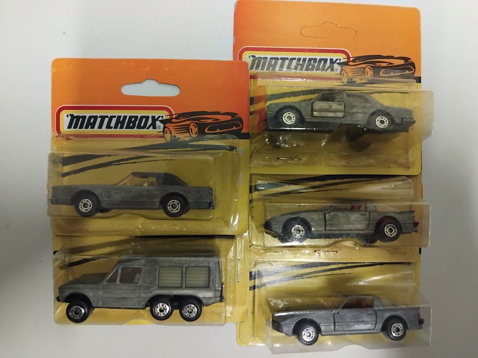 5 x Matchbox blister unpainted Lincoln Mrrcedes Mazda 3INCH, Ophalen of Verzenden, Zo goed als nieuw, Auto