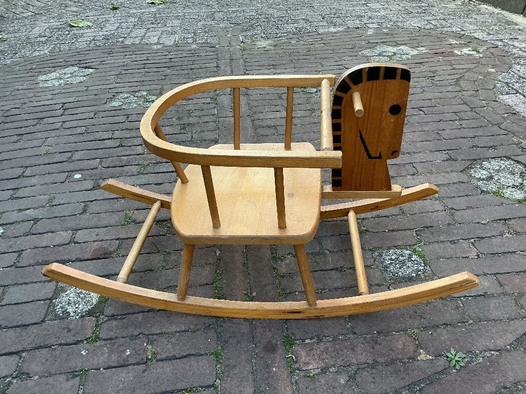 Vintage houten schommelpaard, Huis en Inrichting, Ophalen, Zo goed als nieuw, Bruin, Vintage