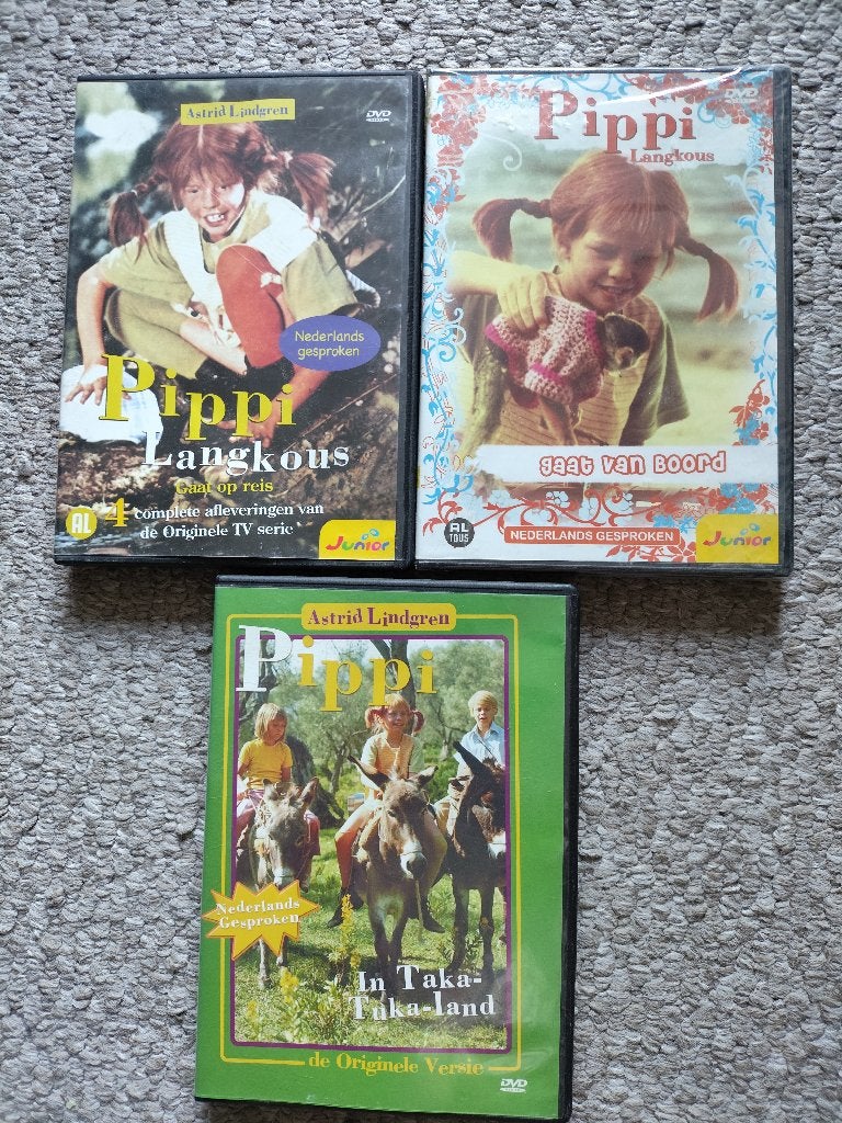 3 dvd's van Pippi Langkous, Alle leeftijden, Ophalen of Verzenden, Zo goed als nieuw