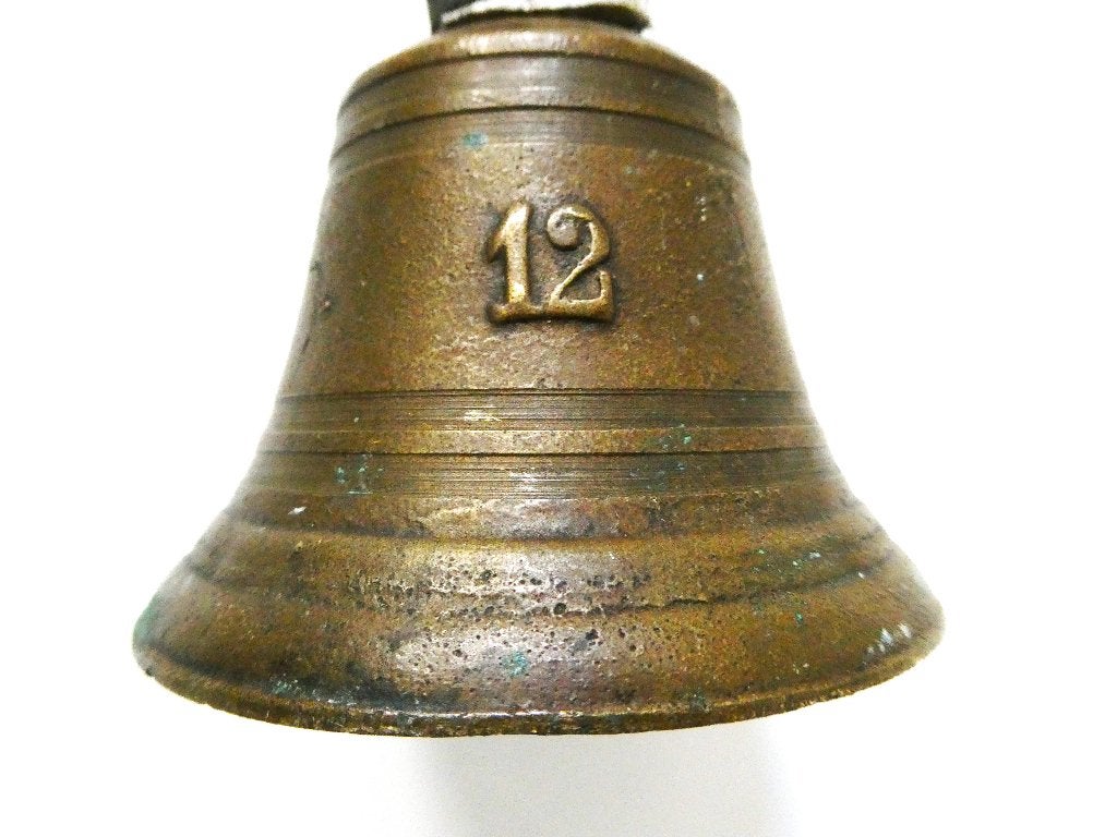 Dubbele bronzen bel no. 12 handbel schoolbel met luide klank, Ophalen of Verzenden, Brons
