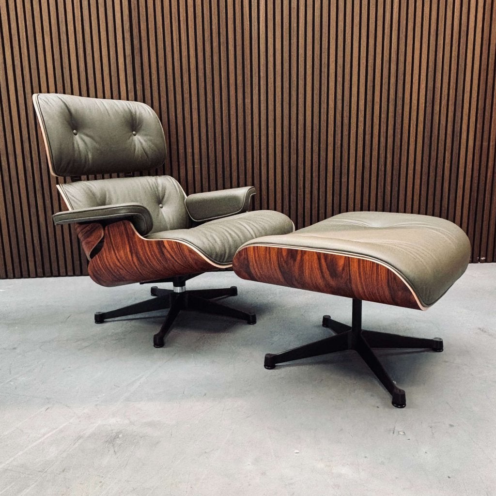 Eames Lounge Chair - Santos Palisander Shell & Khaki Leather, Antiek en Kunst