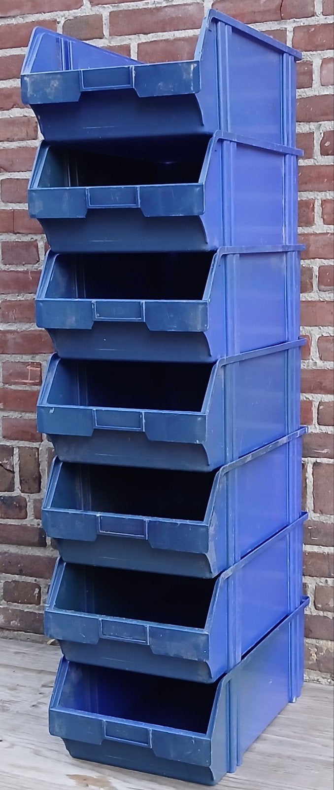 Stapelbakken / Magazijnbakken - Set van 7 blauwe bakken, Doe-het-zelf en Verbouw, Kratten en Dozen, Ophalen, Gebruikt, Bak of Kist