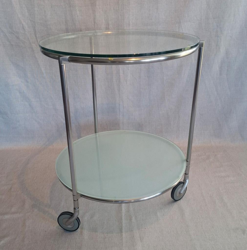 Vintage Ikea Strind Trolleytafel (2 stuks), Ophalen, Gebruikt, Rond, Minder dan 55 cm