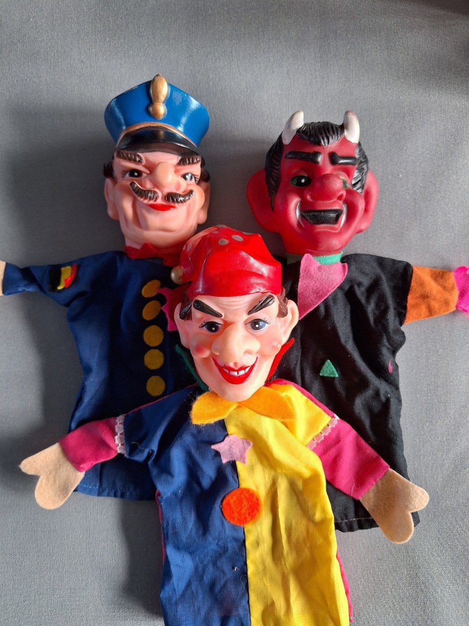 3 retro poppenkastpoppen :
Brigadier - Duivel - Jan Klaassen, Ophalen of Verzenden, Jongen of Meisje