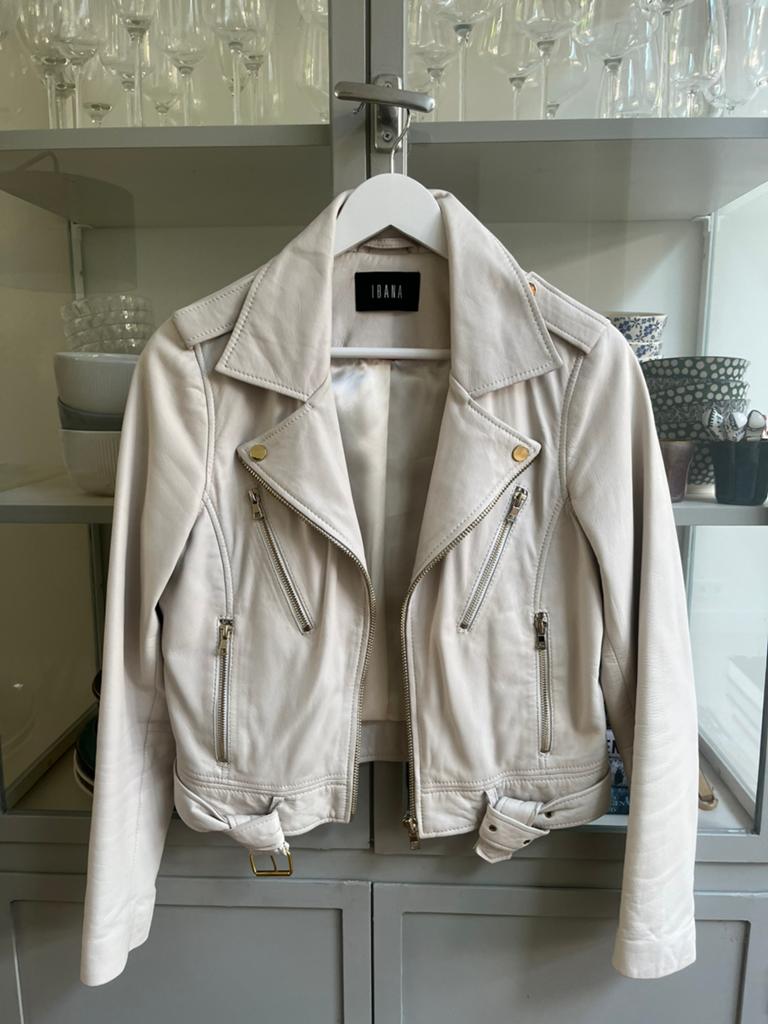 Ibana Moss leren biker jas - maat 38 zgan, Ophalen of Verzenden, Zo goed als nieuw, Maat 38/40 (M), Wit