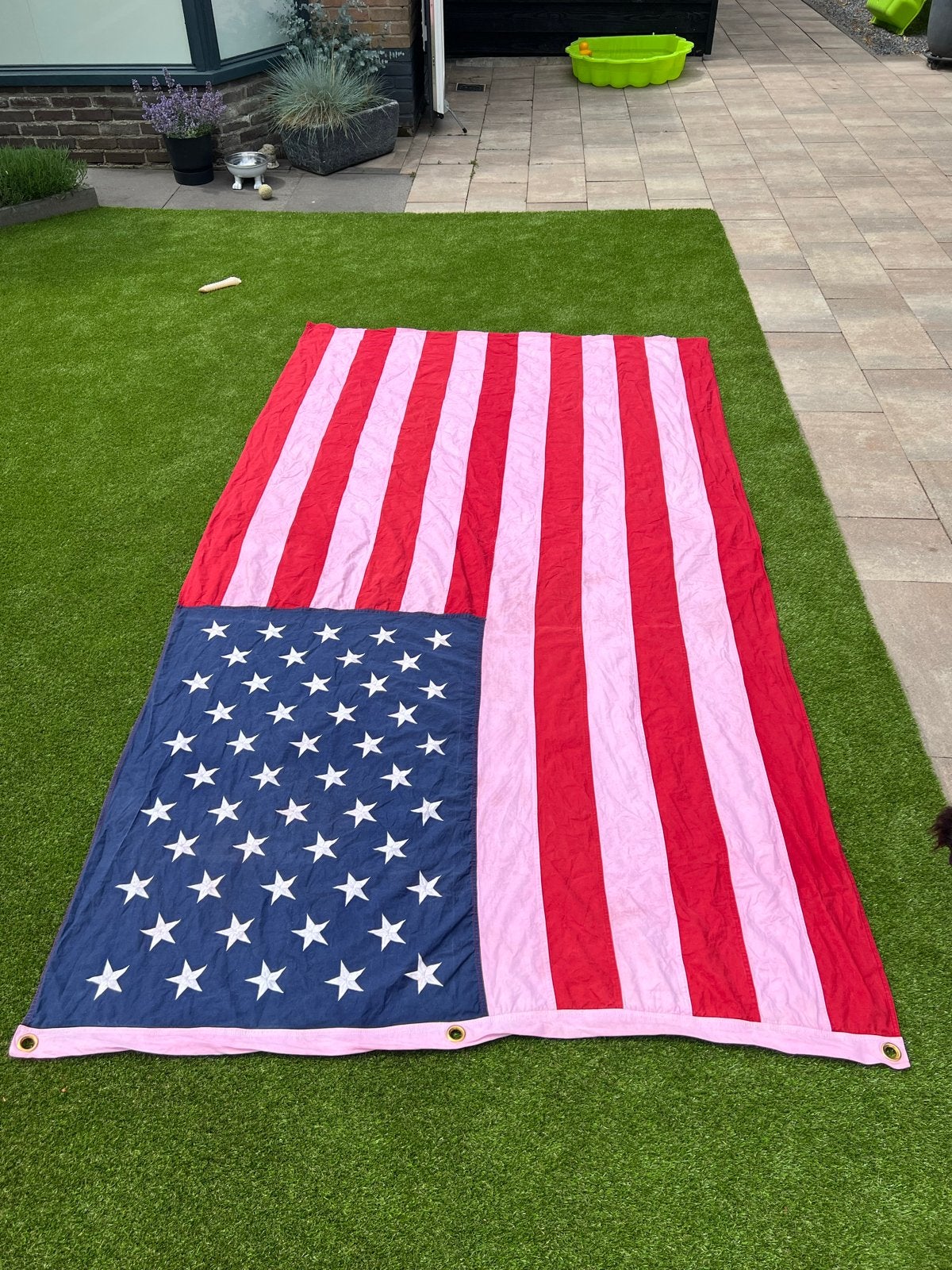 Amerikaanse vlag 2,7x1,5 meter groot katoen., Diversen, Ophalen of Verzenden, Zo goed als nieuw