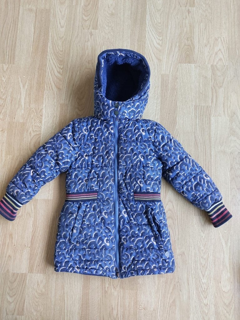 Warme Quapi winterjas meisje blauw panterprint maat 110/116, Kinderen en Baby's, Kinderkleding | Maat 110, Meisje, Ophalen of Verzenden