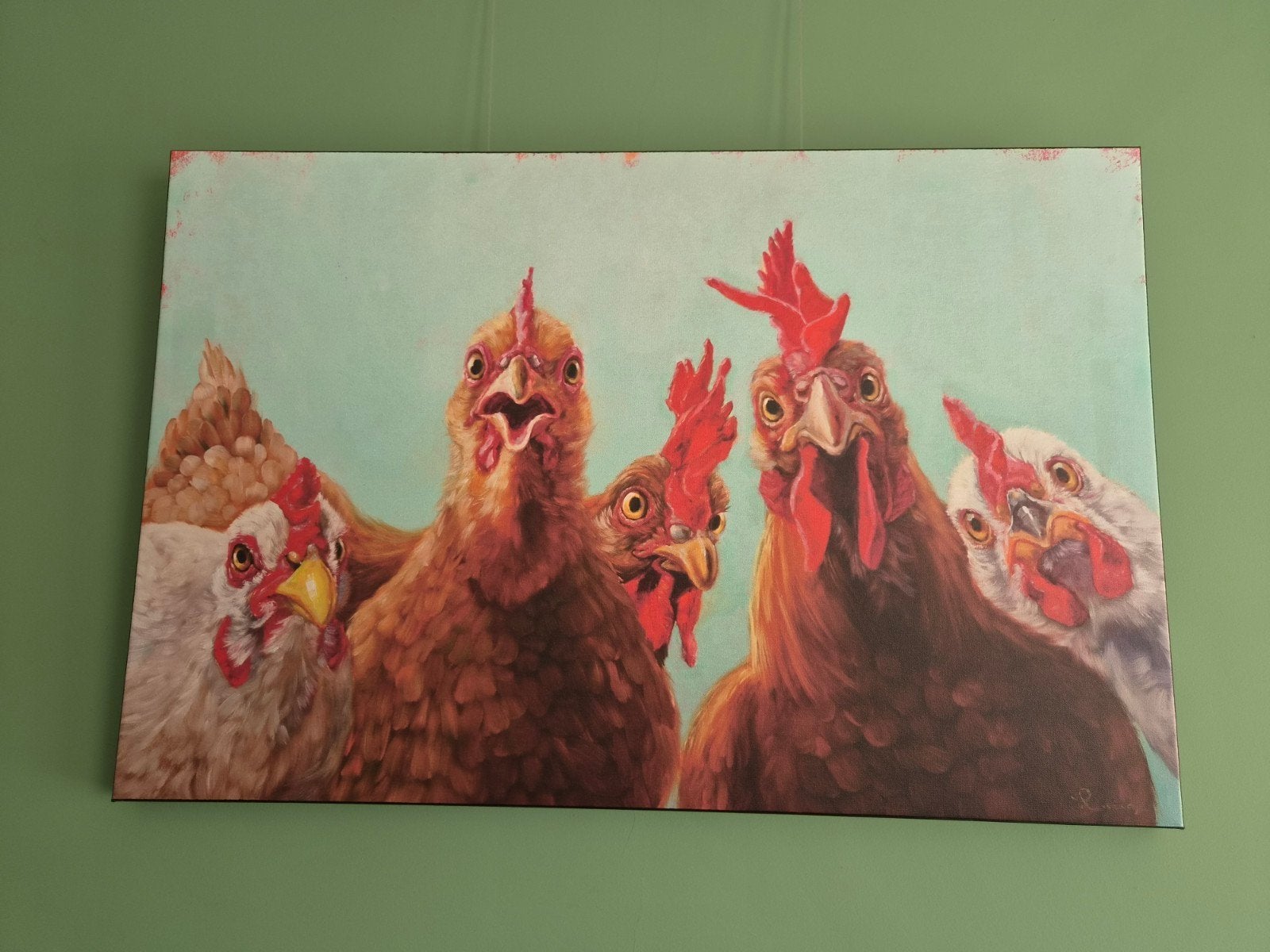 Kippen op canvasdoek, 60x90cm, incl. ophangsysteem, Ophalen, 50 – 75, 75 tot 100 cm, Print