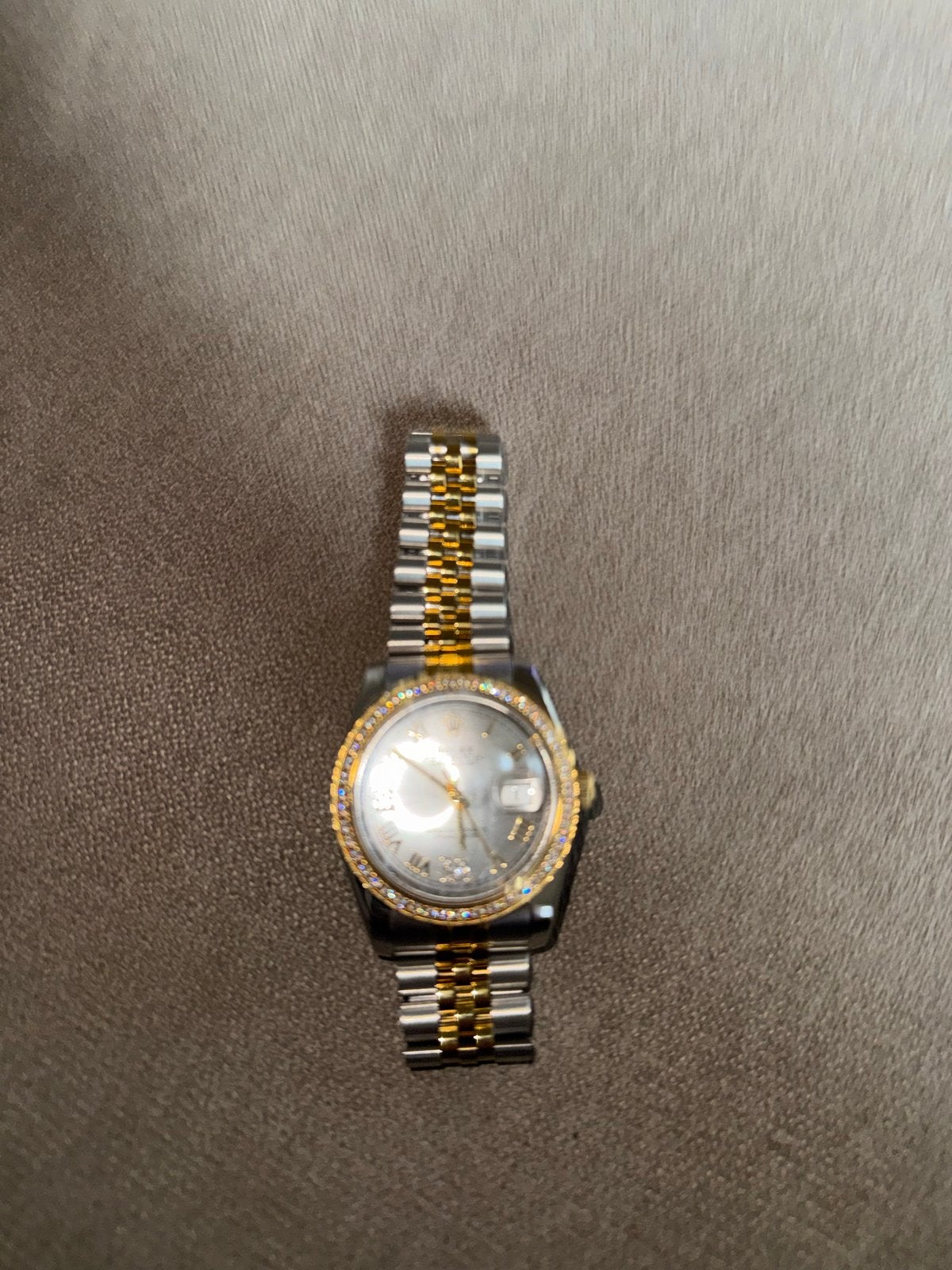 Luxe Rolex-stijl horloge met diamanten rand, Overige merken, Staal, Polshorloge, Ophalen of Verzenden