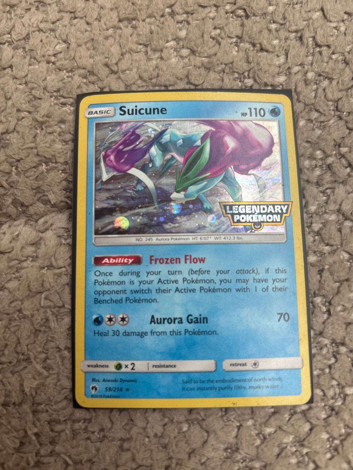 Suicune Pokémon kaart - Legendary Pokémon, Ophalen of Verzenden, Gebruikt, Losse kaart, Foil