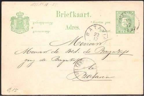 P025 Briefkaart Nederlands Indie Kleinrondstempel Palembang, Postzegels en Munten, Ophalen of Verzenden, Briefkaart