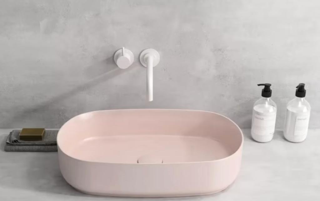 roze wastafel - NIEUW, Doe-het-zelf en Verbouw, Sanitair, Ophalen, Nieuw, Steen, Wastafel