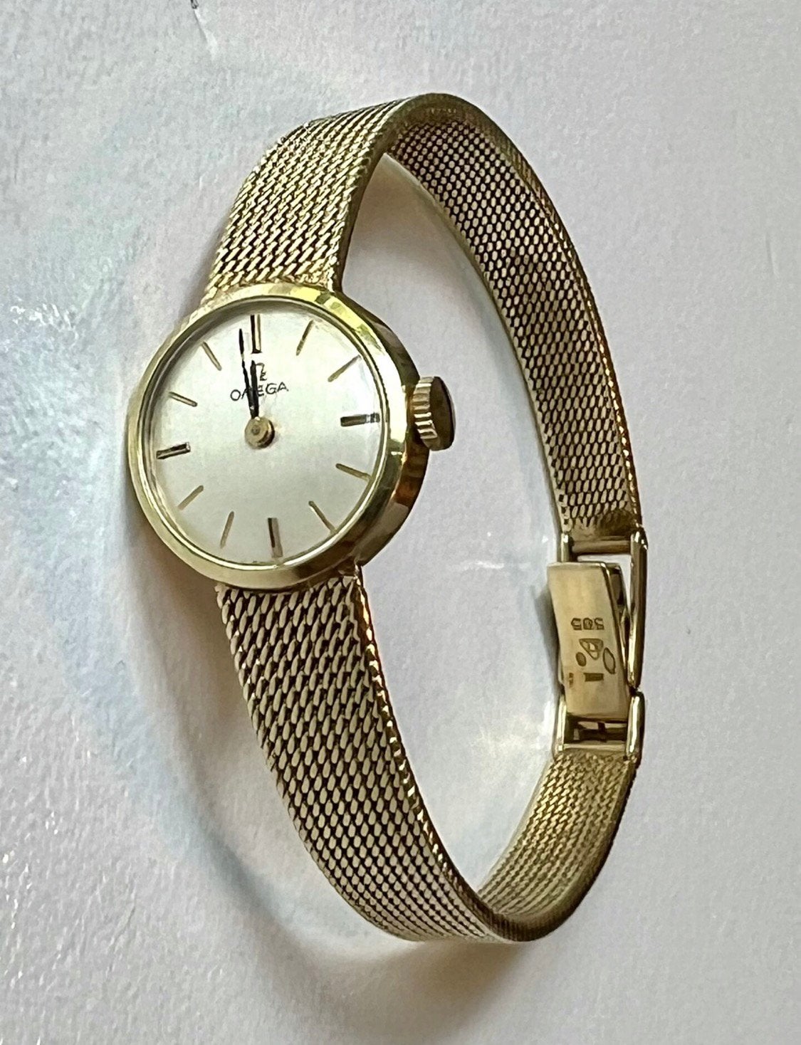 Omega 14 karaat gouden dameshorloge (jaren 60), Overige merken, Gebruikt, Polshorloge, Ophalen of Verzenden