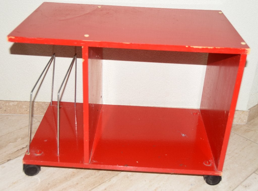 Vintage bijzettafel + tijdschriftenrek krantenbak lectuurbak, Ophalen of Verzenden