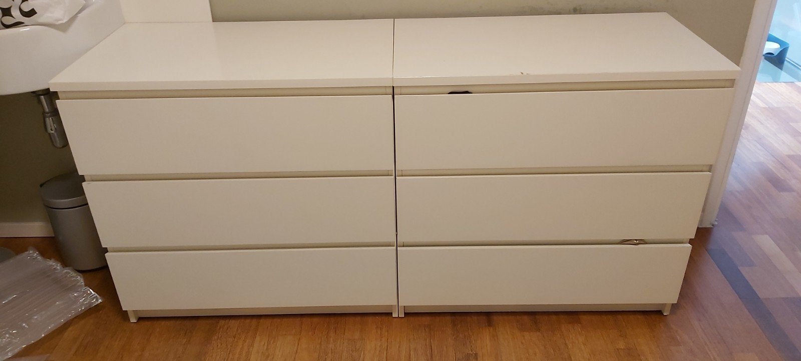 2 x Witte ladekast met 3 laden, Ophalen, Gebruikt, 100 tot 150 cm, 100 tot 150 cm