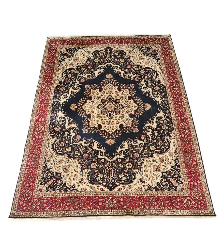 Handmade oriental wool Ladik carpet medallion blue 300x400cm, Huis en Inrichting, Stoffering | Tapijten en Kleden, Zo goed als nieuw