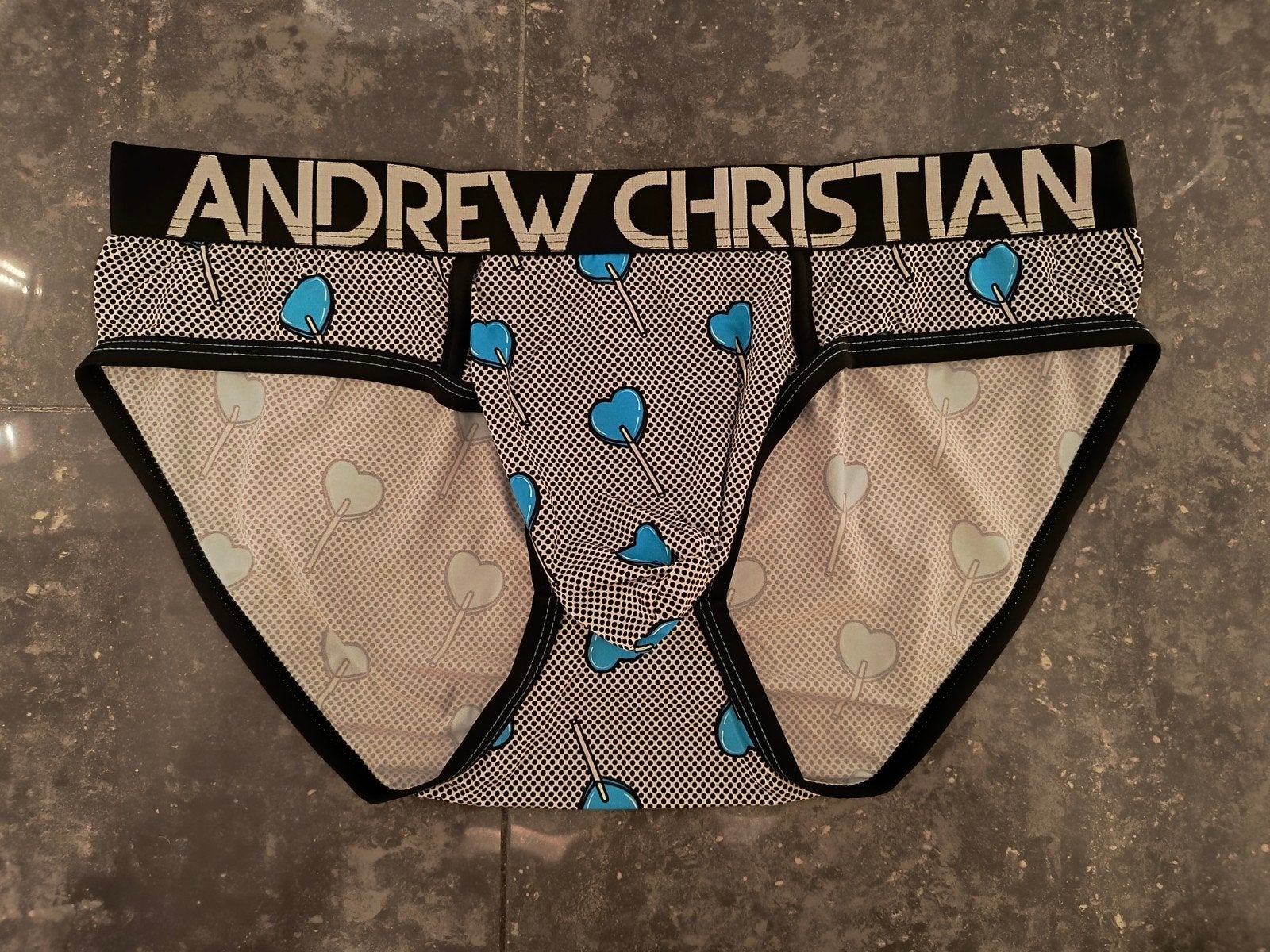 Maat L | Andrew Christian Zwarte Witte Blauwe Heren Slip, Kleding | Heren, Verzenden, Wit, Andrew christian, Slip