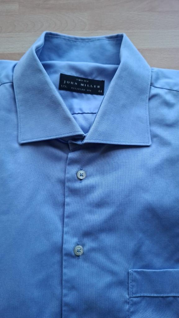 Blauw overhemd John Miller, Blauw, Ophalen of Verzenden, Zo goed als nieuw, Halswijdte 41/42 (L)