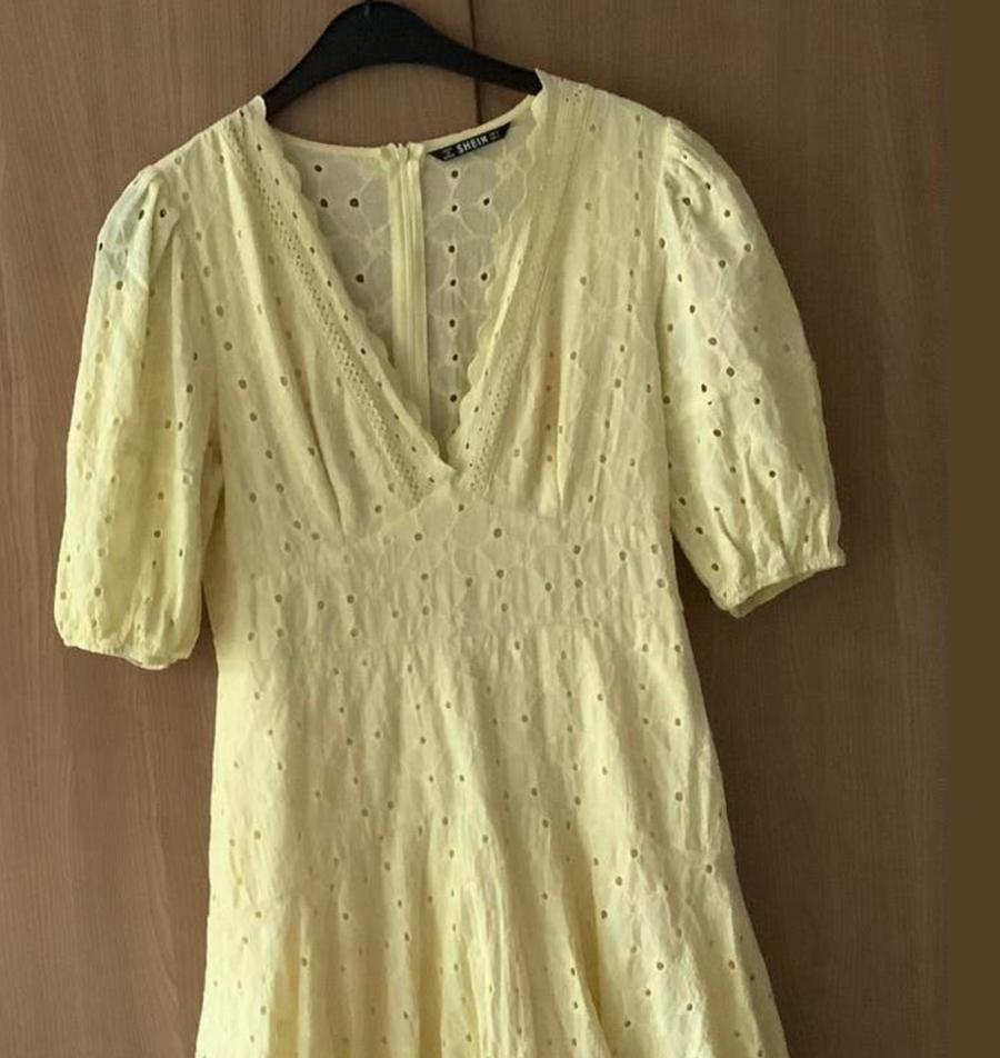 Jurk mt S.      Broderie!         Shein!, Verzenden, Zo goed als nieuw, Maat 36 (S), Geel