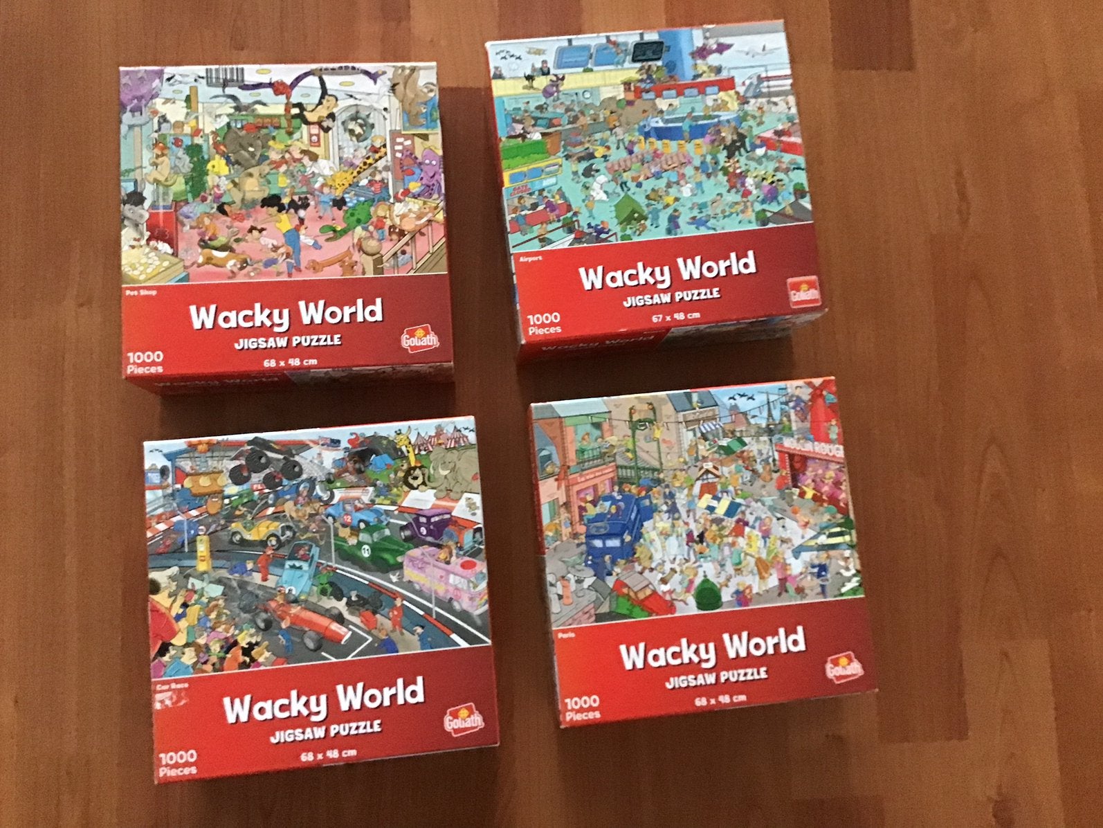 4 legpuzzels Wacky World 1000 stukjes., Ophalen, Zo goed als nieuw