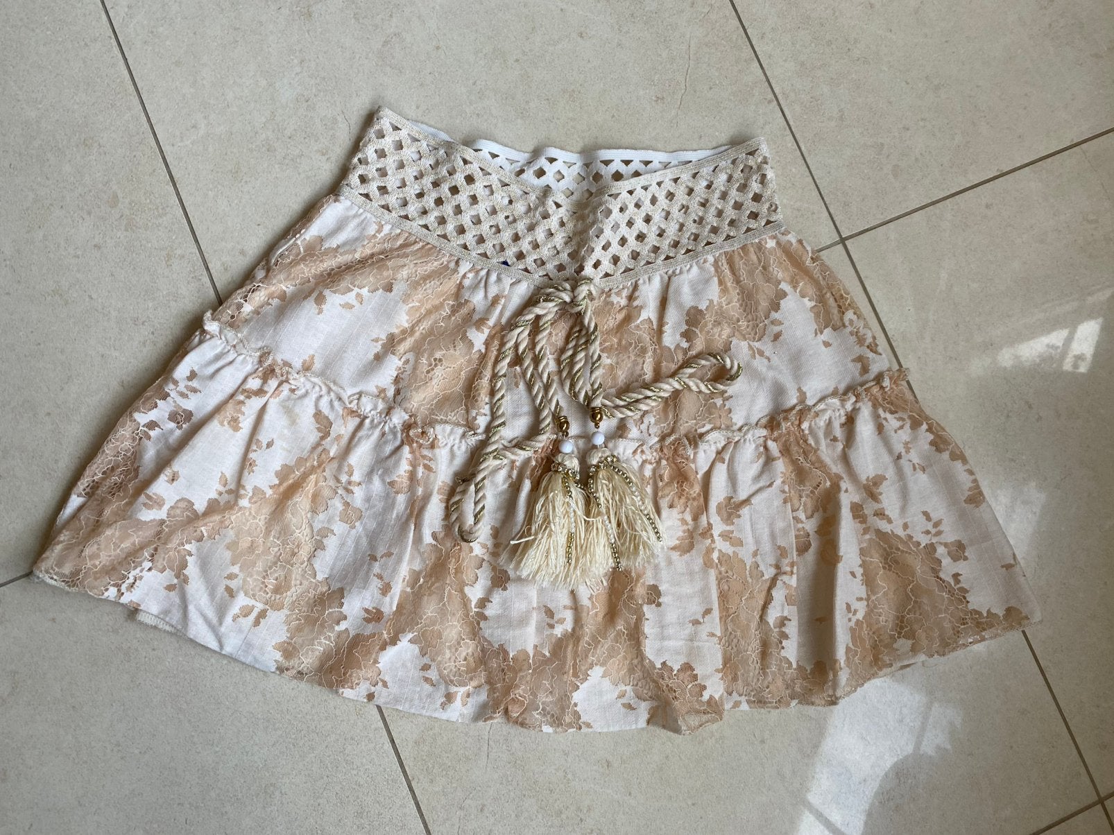 Ibiza rok beige goud met strass S/m, Beige, Ophalen of Verzenden, Zo goed als nieuw, Maat 36 (S)