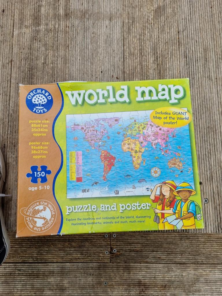 Wereldkaart puzzel 150 stukjes - Orchard Toys, Ophalen, Meer dan 50 stukjes, Gebruikt, 6 jaar of ouder