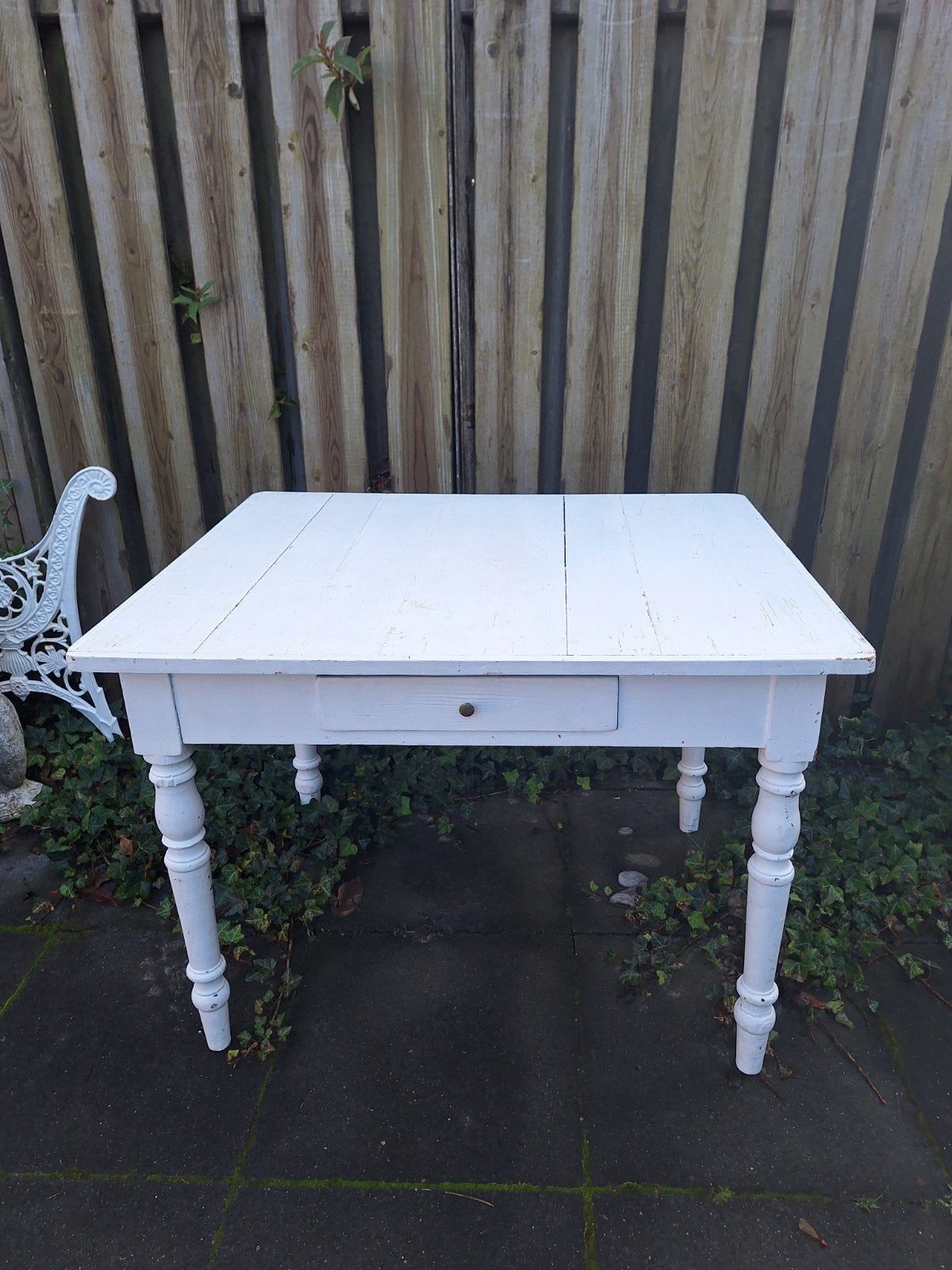 Tafel hout wit 80 x 100 cm, Ophalen, Gebruikt, 100 tot 150 cm, 75 cm of meer