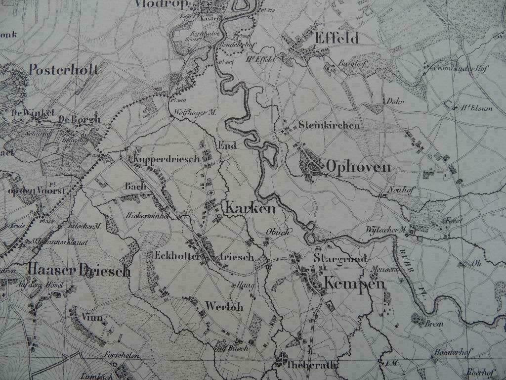 214 ./ Vlodrop / Posterholt / Wassenberg / Litho 1875, Antiek en Kunst, Ophalen of Verzenden
