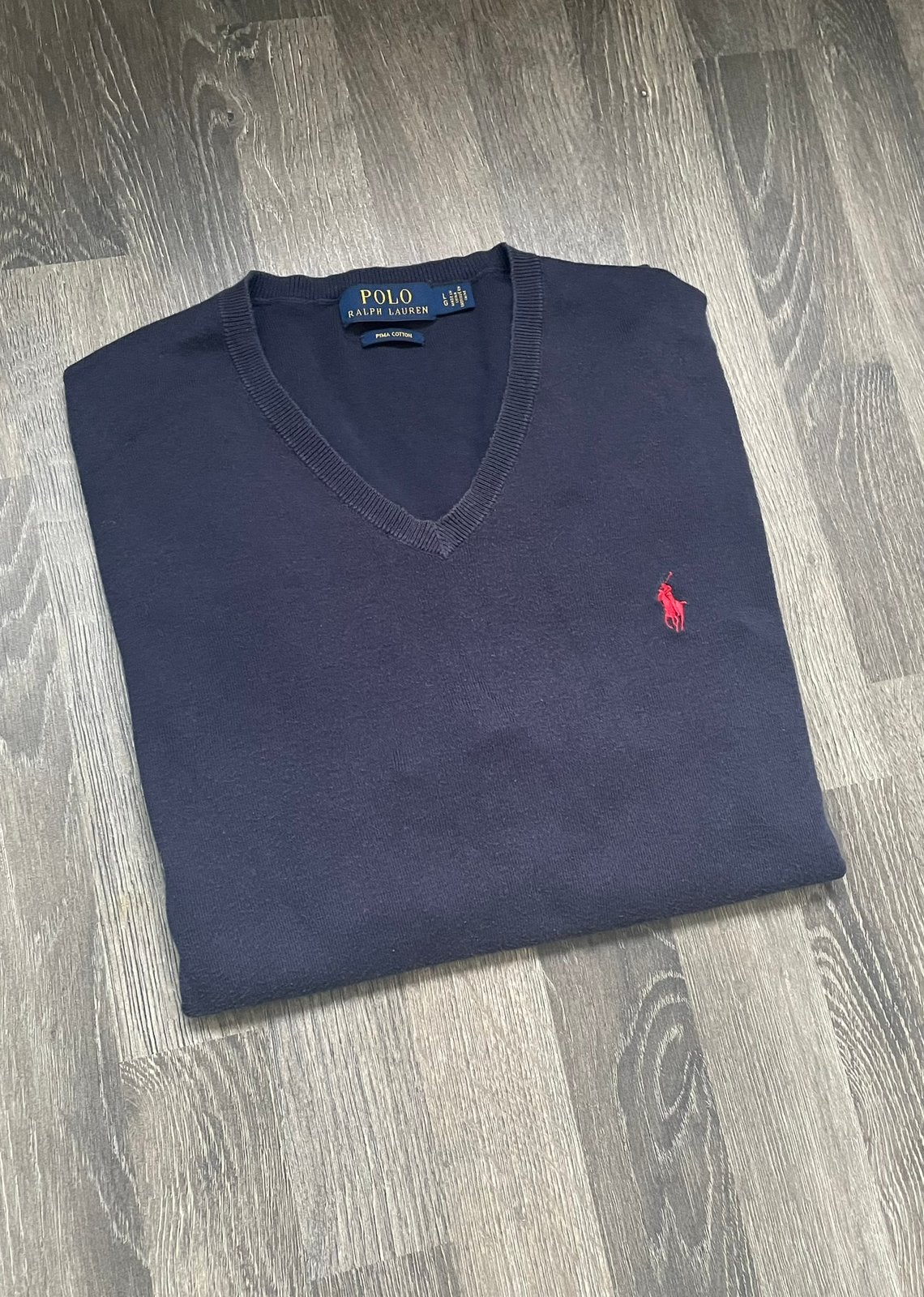 Ralph Lauren Polo v-hals trui maat L, Ophalen of Verzenden, Zo goed als nieuw, Maat 52/54 (L), Blauw