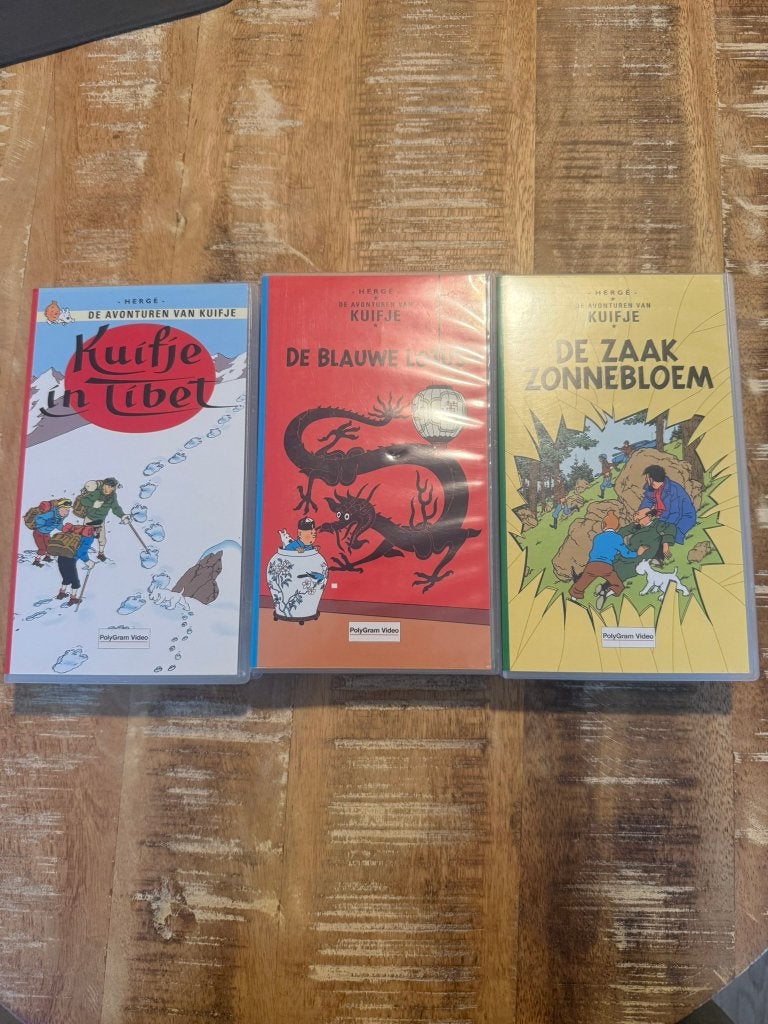 3 vintage VHS Casettes van Kuifje, Nederlands gesproken, Animatie, Alle leeftijden, Ophalen of Verzenden, Zo goed als nieuw