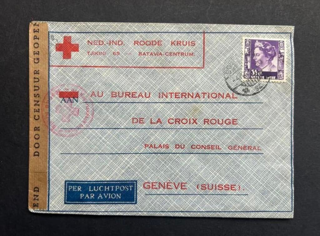 WWII Envelop Rode Kruis, Ned. Indië Batavia, Verzamelen, Militaria | Tweede Wereldoorlog, Ophalen of Verzenden, Nederland, Embleem of Badge