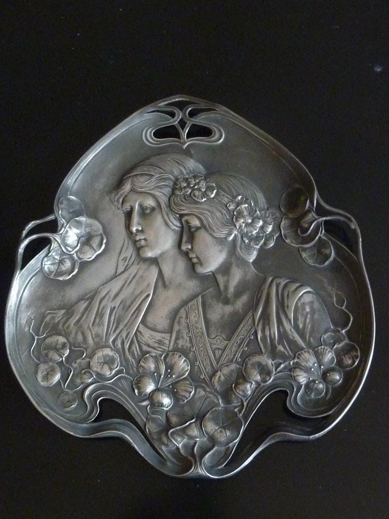 Jugendstil WMF Visitekaarthouder, Art Nouveau, schaaltje, Ophalen of Verzenden