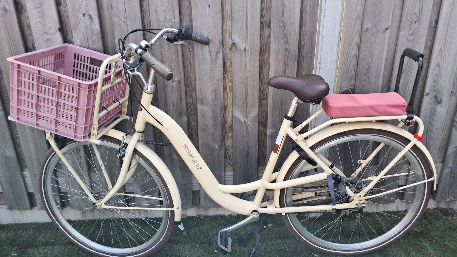 Popal Daily Dutch Basic Damesfiets - Crème met Roze Mand, Fietsen en Brommers, Fietsen | Dames | Damesfietsen, Ophalen, Gebruikt