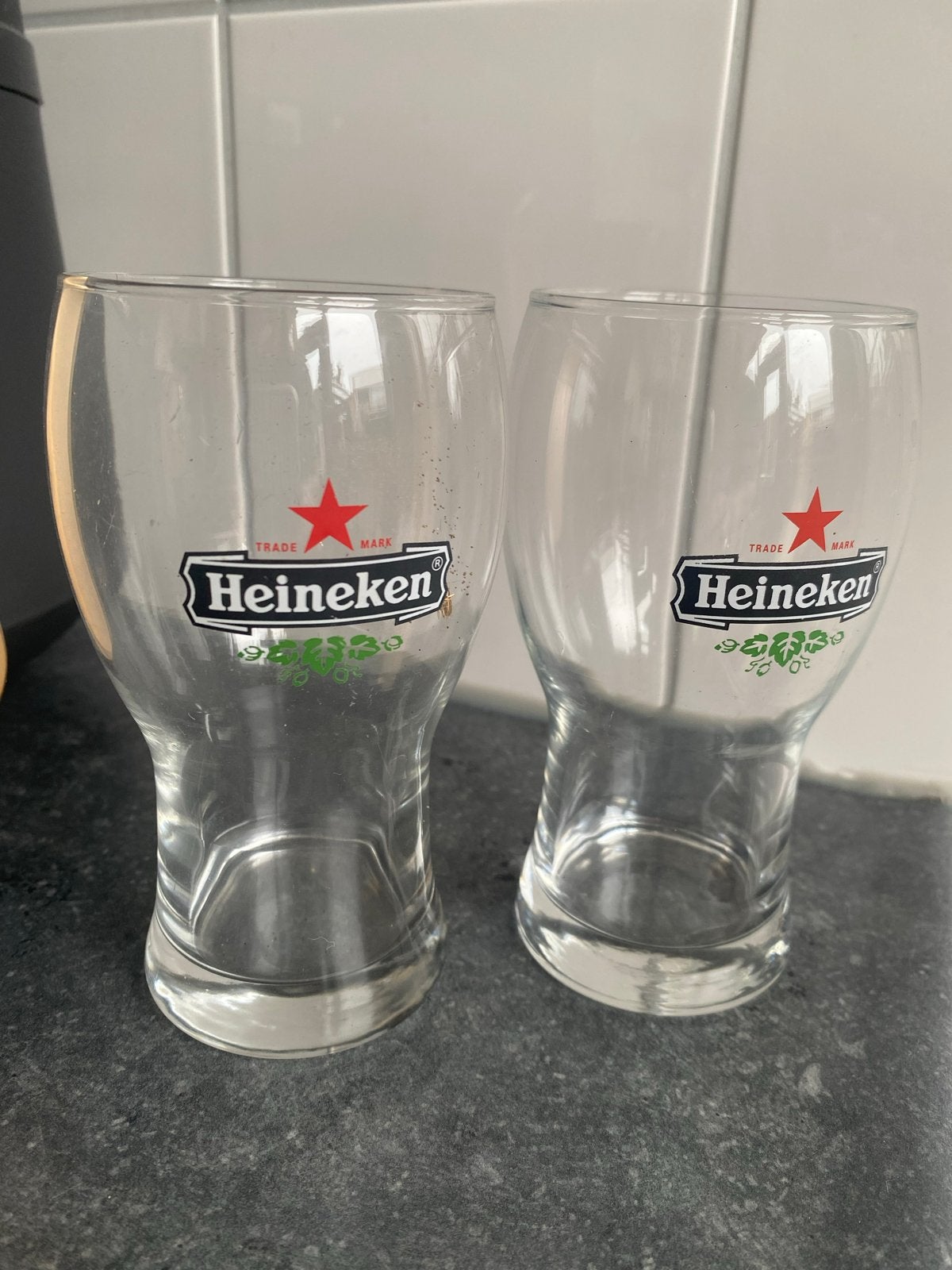 Diverse glazen: Heineken, champagne en wijnglazen, Ophalen, Glas of Glazen, Gebruikt, Overige merken
