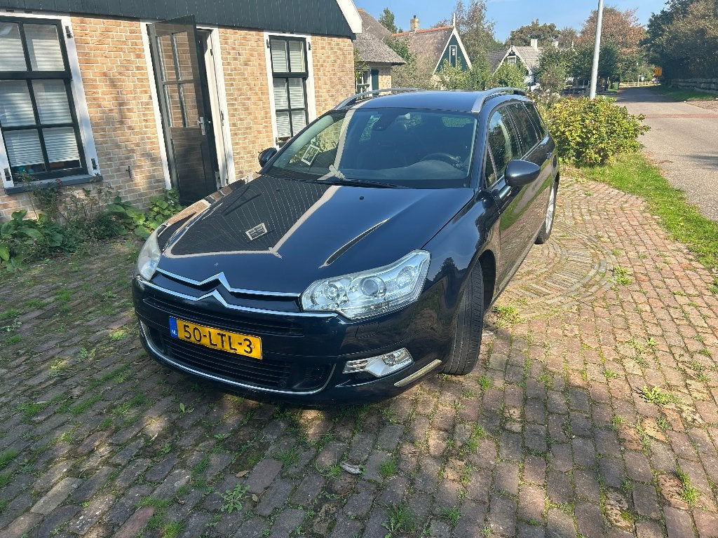 Citroën C5 1.6 THP Tourer AUT 2010 Blauw Trekhaak, Auto's, Dealer onderhouden, Zwart, Blauw, Leder en Stof